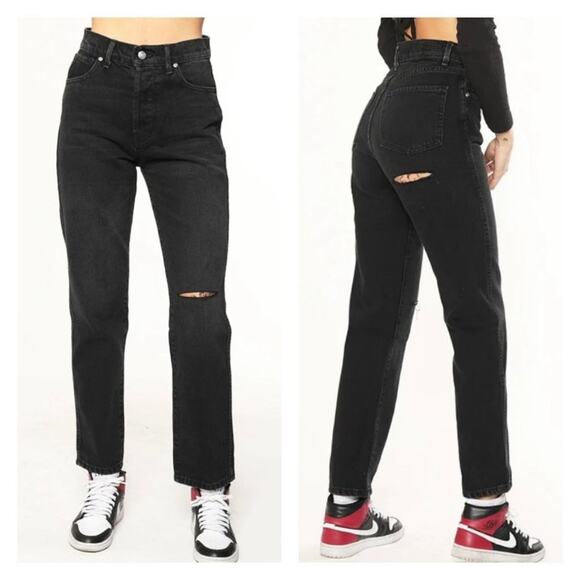 Revice Denim - Slit Knee Straight Leg Jeans in Black - Picture 2 of 8